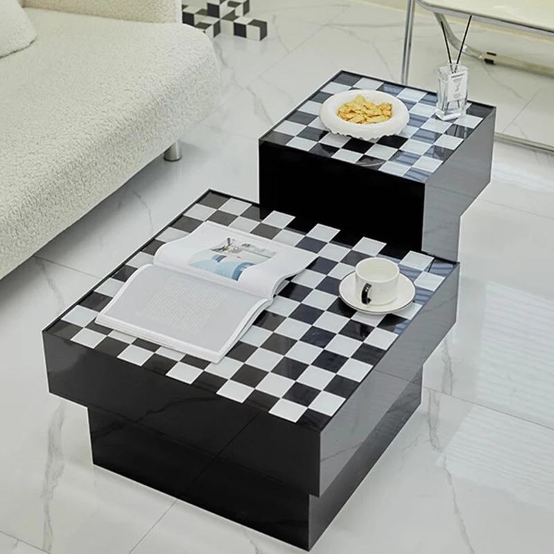 

Square Black Coffee Tables Acrylic Aesthetic Nordic Modern Side Tables Hardcover Free Shipping Tavolo Salotto Room Furniture