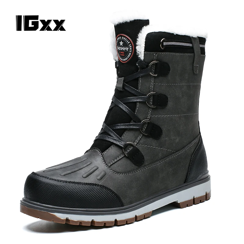 IGxx Winter Keep Warm Boots Men's Winter Outdoor Boots Warm High-top Boots Street Cool Snow Boots Winter Boots Air Future Shoes