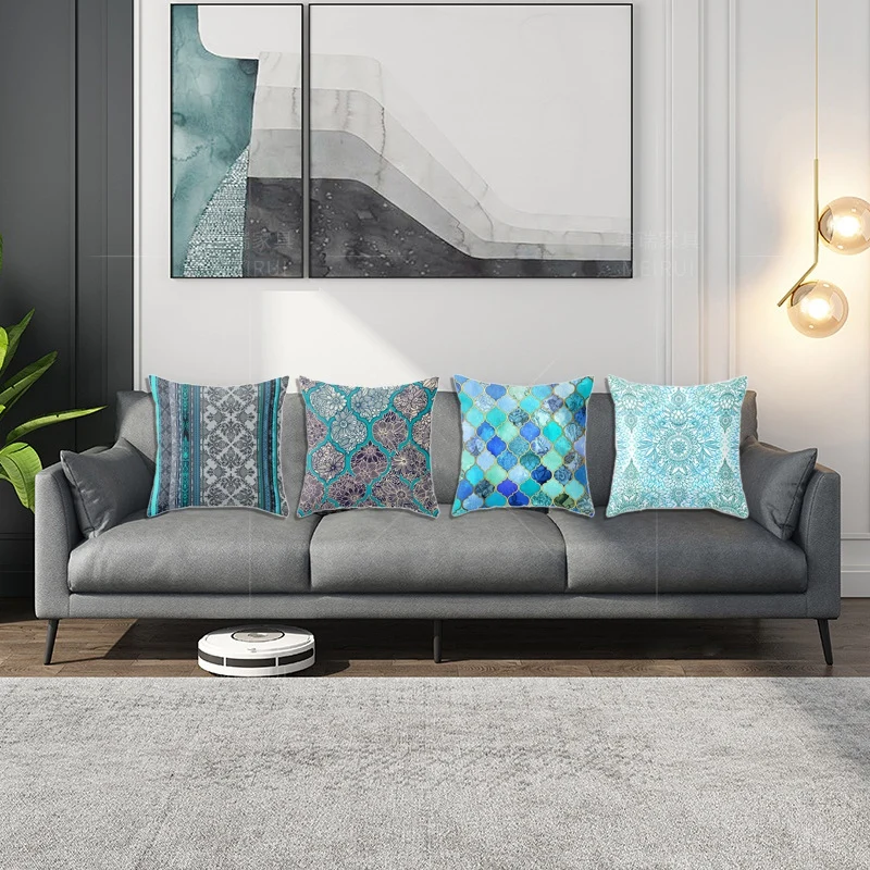

4PC Moroccan Bohemia Throw Pillow Case Square Sofa Cushion Cover Home Decorative Cushion Cover 45X45cm