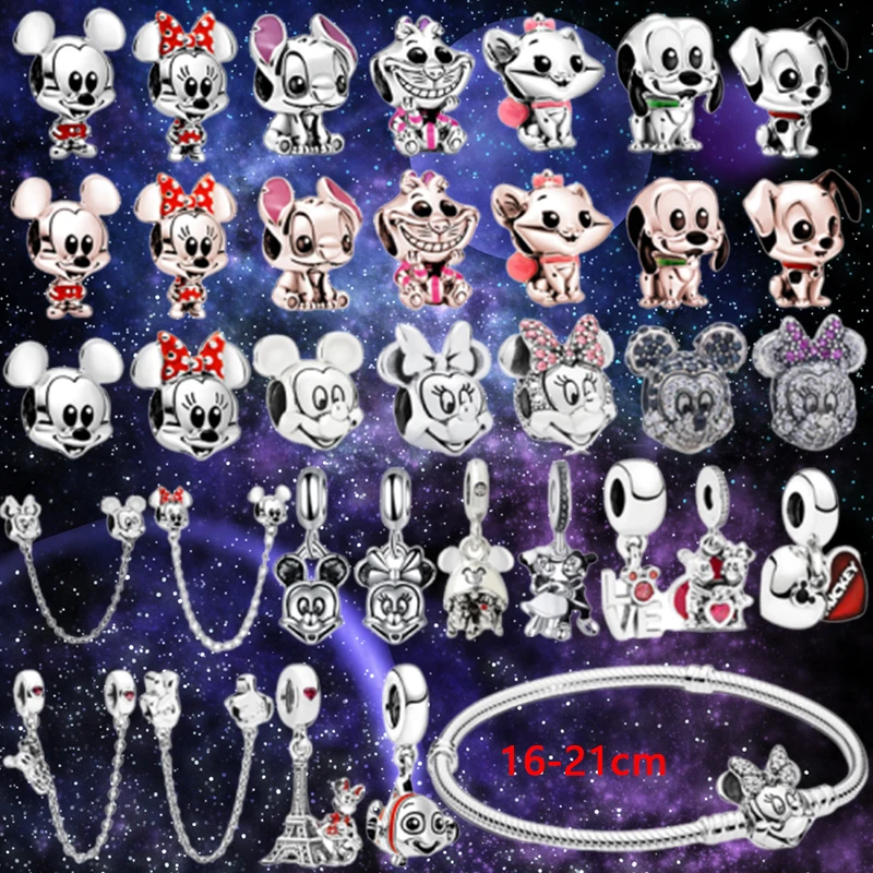 

Cute Cartoon Minnie Mickey Mouse Pendant Fit Original Pandora Charms Bracelet Women Anime Disney Beads DIY Bijoux Accessory Gift