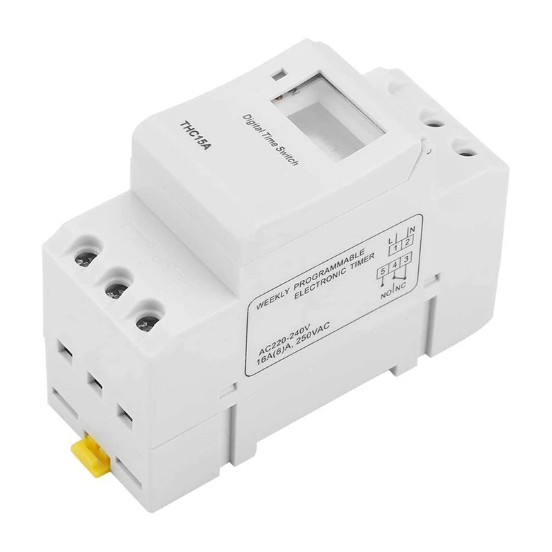 

2X THC15A Digital Timer Switch Programmable Electronic Time Control Switch Time Delay Switch DIN Rail AC220-240V