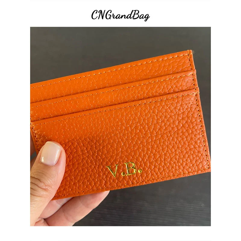 Free Custom Initial Genuine Cow Leather Card Holder Men Slim Wallet Business Bank Cardholder Women Credit Card Drop Shipping