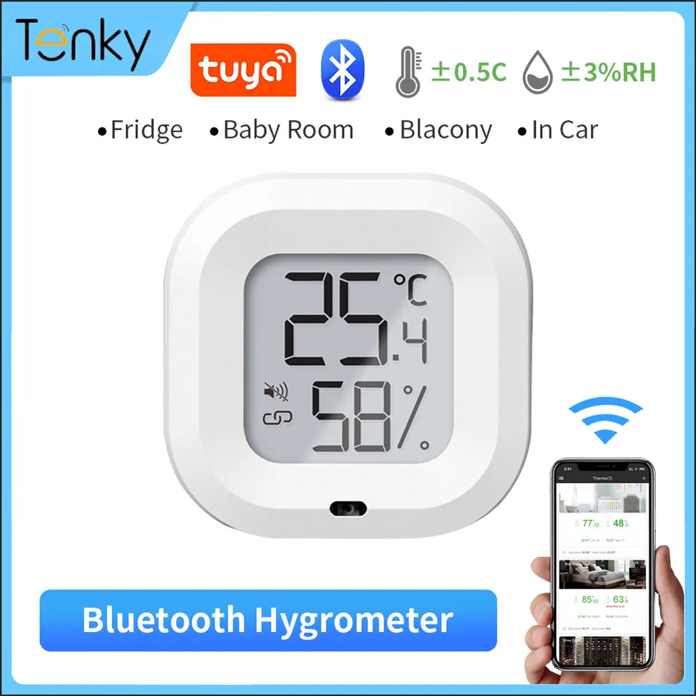 

Mini Bluetooth5.0 Temperature Humidity Sensor LCD Digital Home Thermometer Monitoring Hygrometer Detector APP Real-time Display
