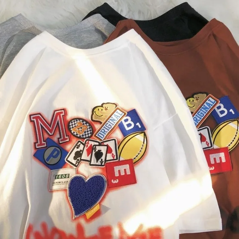 

Высококачественные креативные футболки с граффити для регби, серая и белая уличная одежда, повседневные топы в стиле Харадзюку, японская кавайная футболка, летняя кавайная одежда