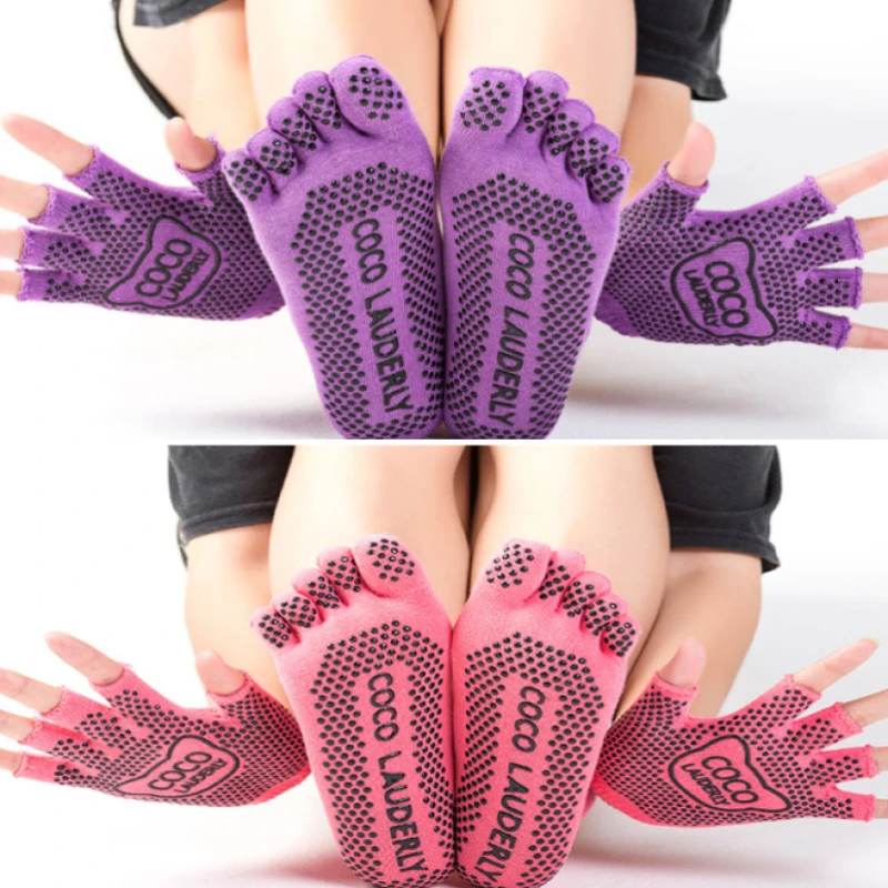 1 Pair Cotton Women Yoga Socks Ladies Anti Slip Silicone Gym Pilates Ballet Socks Fitness Sport Dance Sock Breathable Elasticity