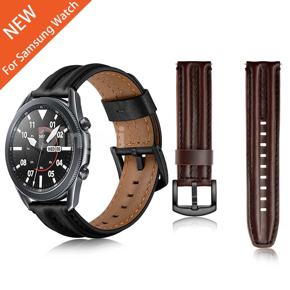 

Ремешок для Samsung Galaxy Watch 3 из натуральной кожи, сменный Браслет для смарт-часов, 45 мм, LTE