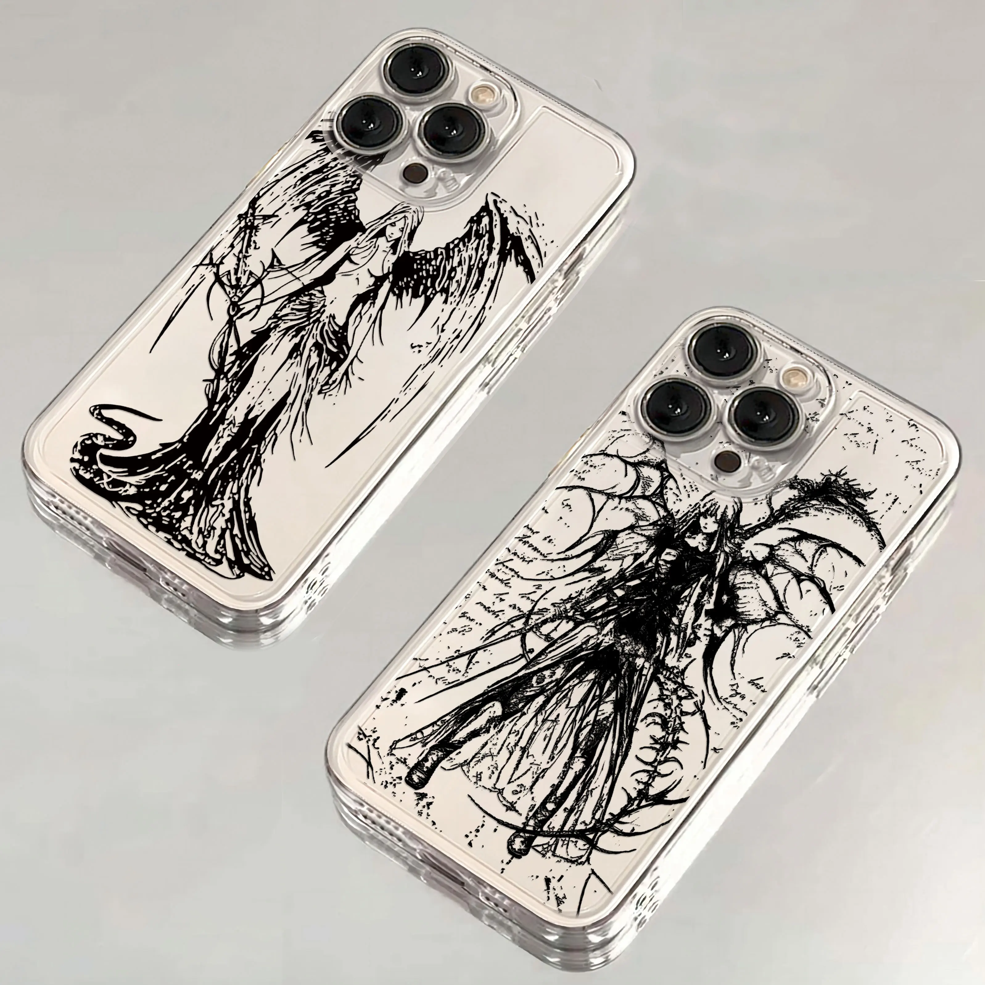 Крутой черный чехол YK2 с ангелом для Samsung A73 A72 A71 A55 A52 A51 A50 A34 A35 A33 A32 A31 A30 A24 A23 A22 A13