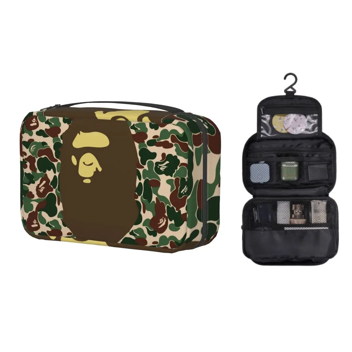 

Custom Camo Bathing Apes Toiletry Bag Women Camouflage Ape Cartoon Cosmetic Makeup Organizer Ladies Beauty Storage Dopp Kit Box