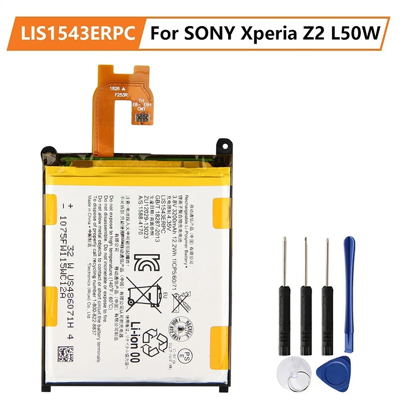 

Replacement Battery For SONY Xperia Z2 L50w Sirius SO-03 D6503 D6502 LIS1543ERPC 3200mAh Rechargeable Phone Battery