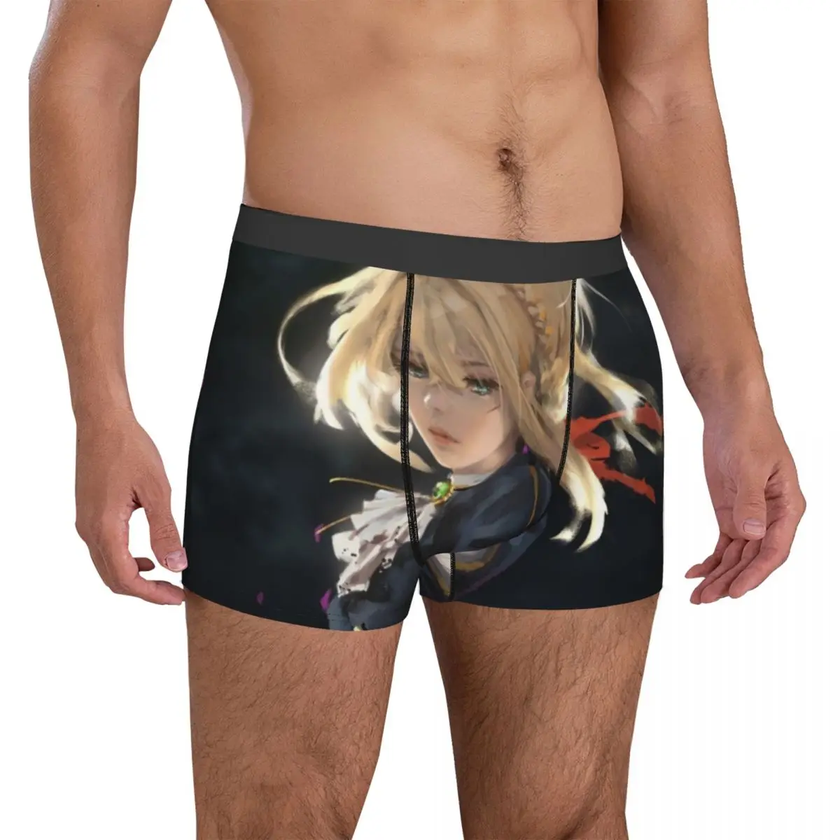 

Violet Evergarden Underwear anime manga beautiful girl wind japan Men Boxer Brief Cute Boxer Shorts High Quality Printed Panties