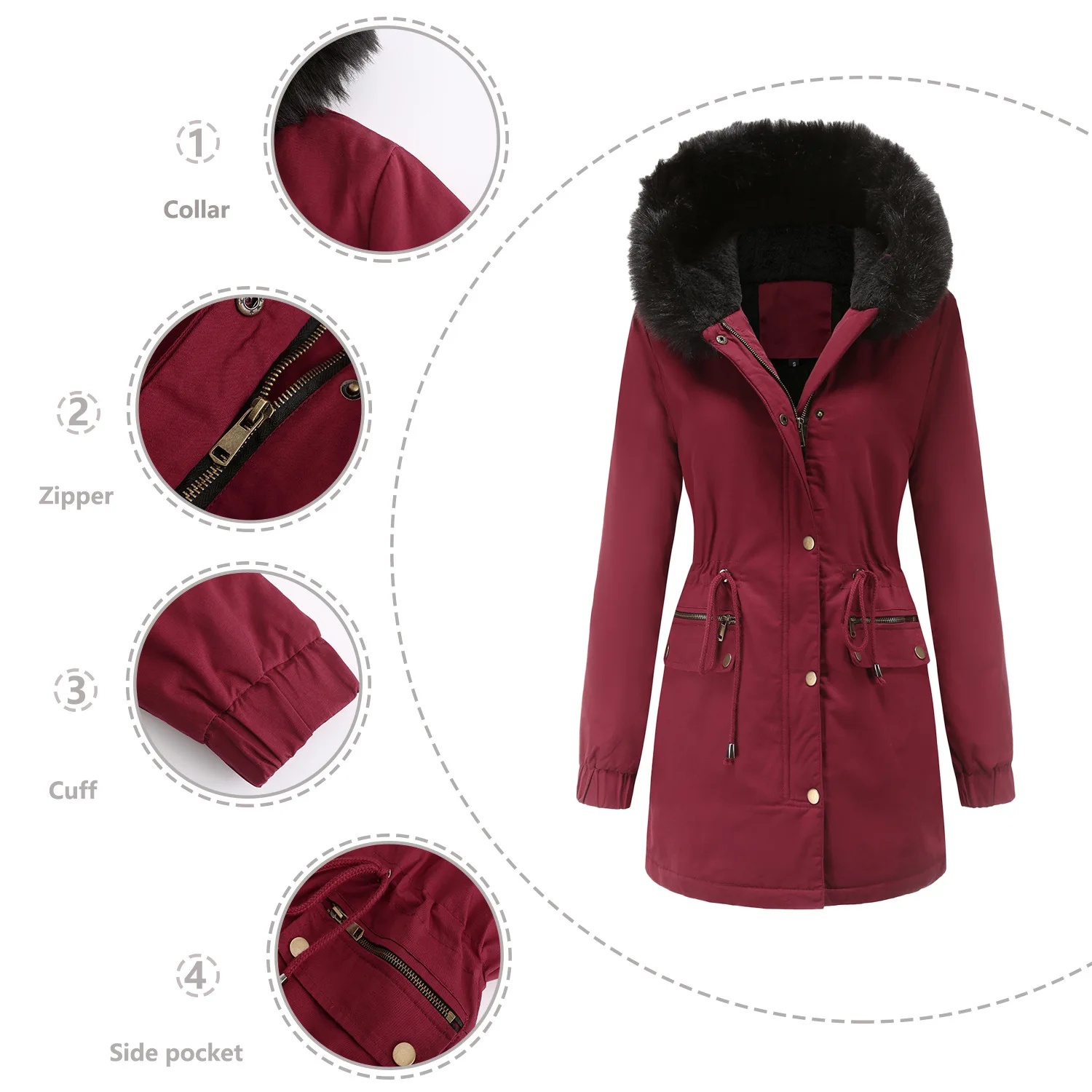 2022 Winter New Style Overcoming Women's Fleece Cotton Coat Women's with Fur Collar Hooded Warm Jacket Loose Cotton Clothing