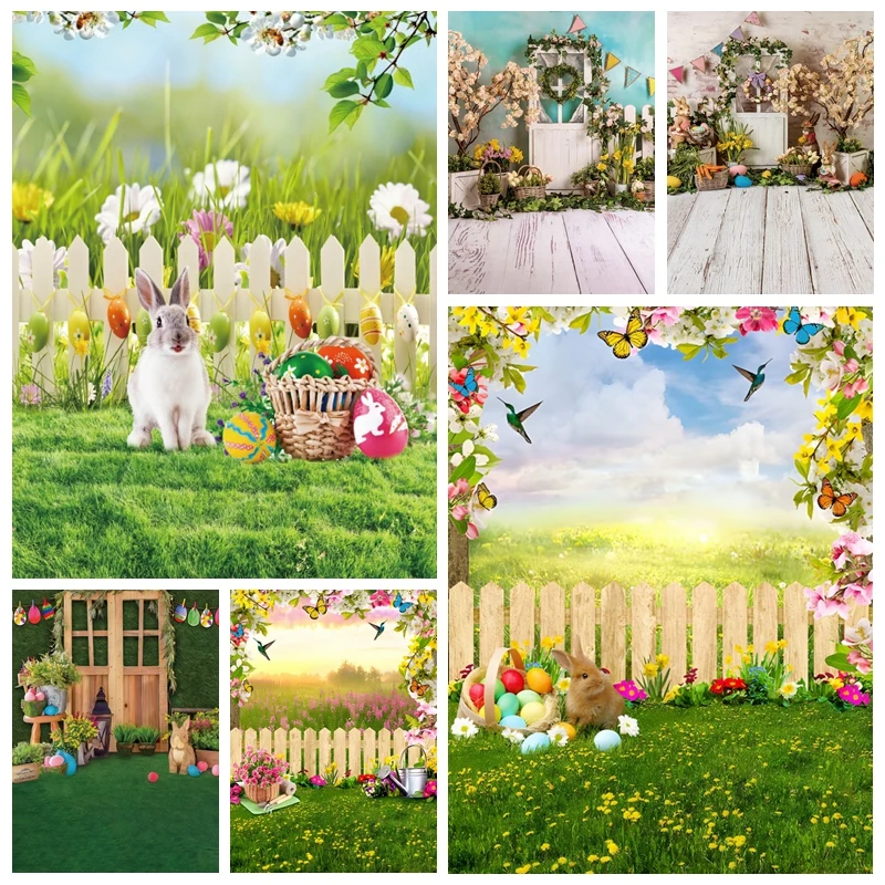 

Easter Photography Backdrop Spring Bunny Rabbit Eggs Flower Baby Portrait Birthday Party Decor Background Props For Photo Studio
