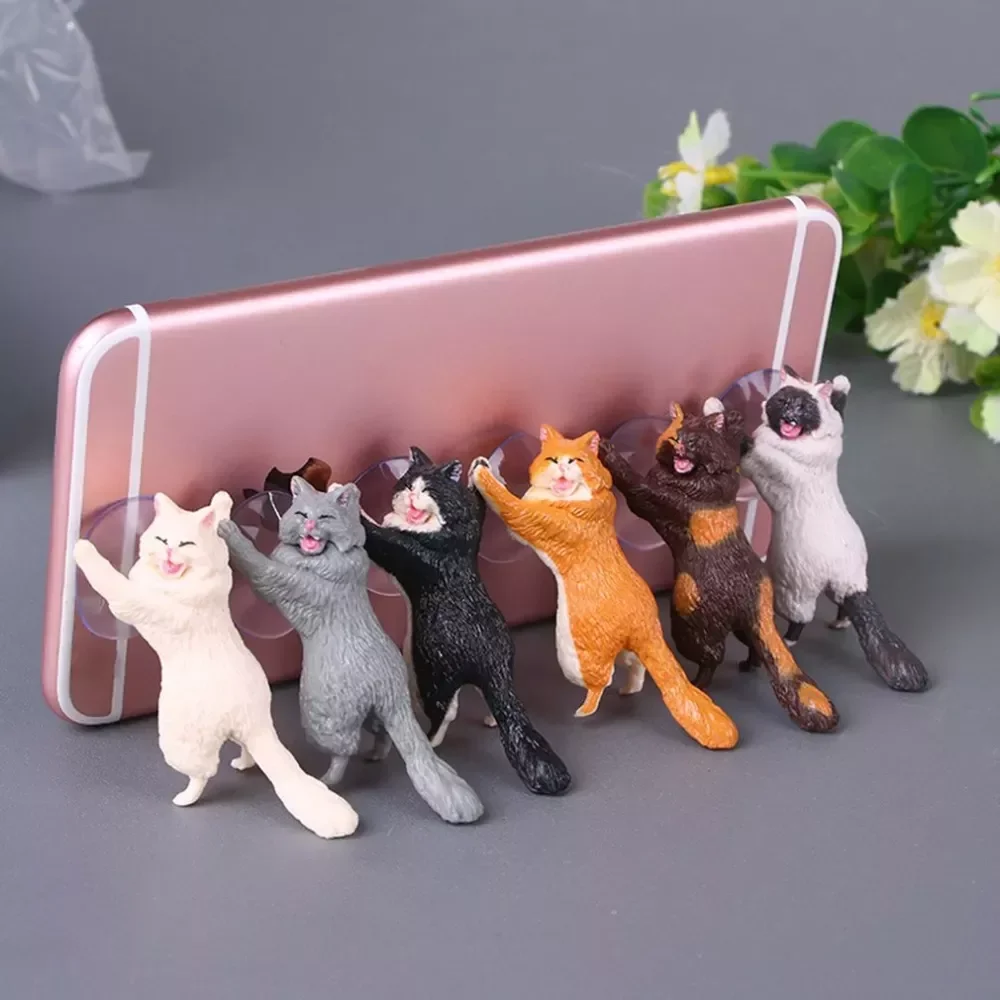 

Free Shipping Phone Holder Cute Cat Support Resin Stand Sucker Tablets Desk Sucker Design high quality Smart