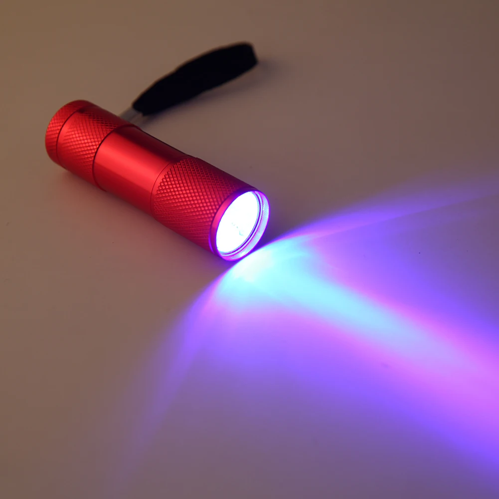 

9LED UV Mini Flashlight with Rope Purple Light Anti-Skid 395nm Portable Backlight Torch Lighting Accessories