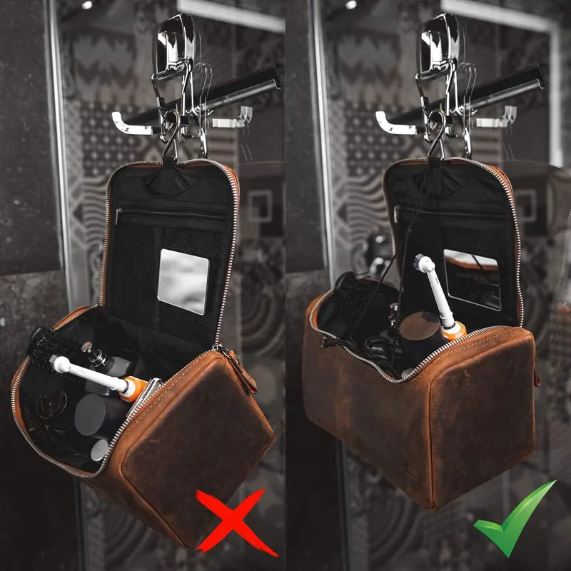 Genuine Leather Toiletry Bag For Men And Women - I Premium Quality Leather Wash Bag