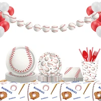 sports baseball game birthday party disposable tableware sets plates tablecloths banner balloons baby shower party supplies