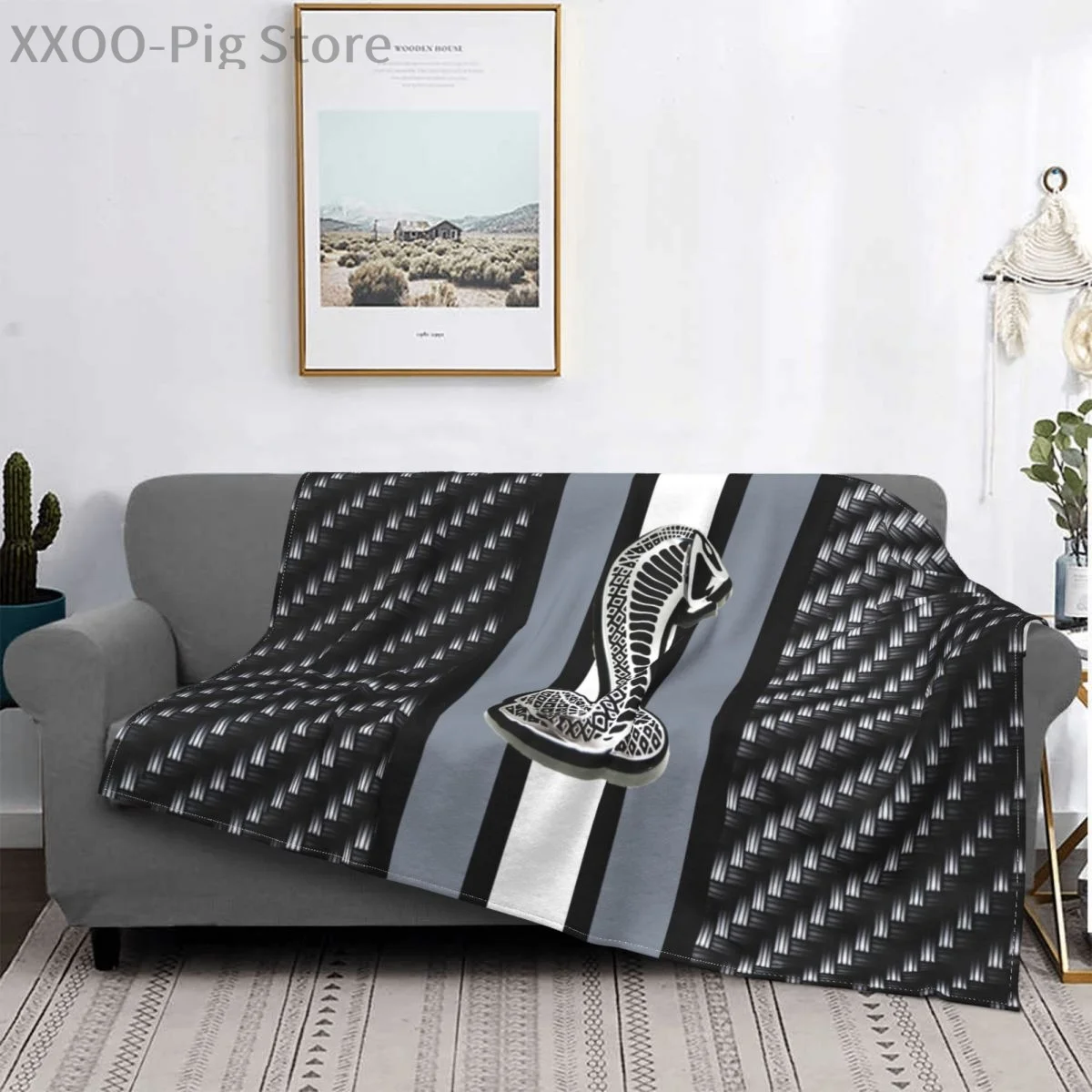 

Ford Shelby Inspired Classy Hot Sale Printing High Qiality Flannel Blanket Cars Modern Snake Unique Shelby