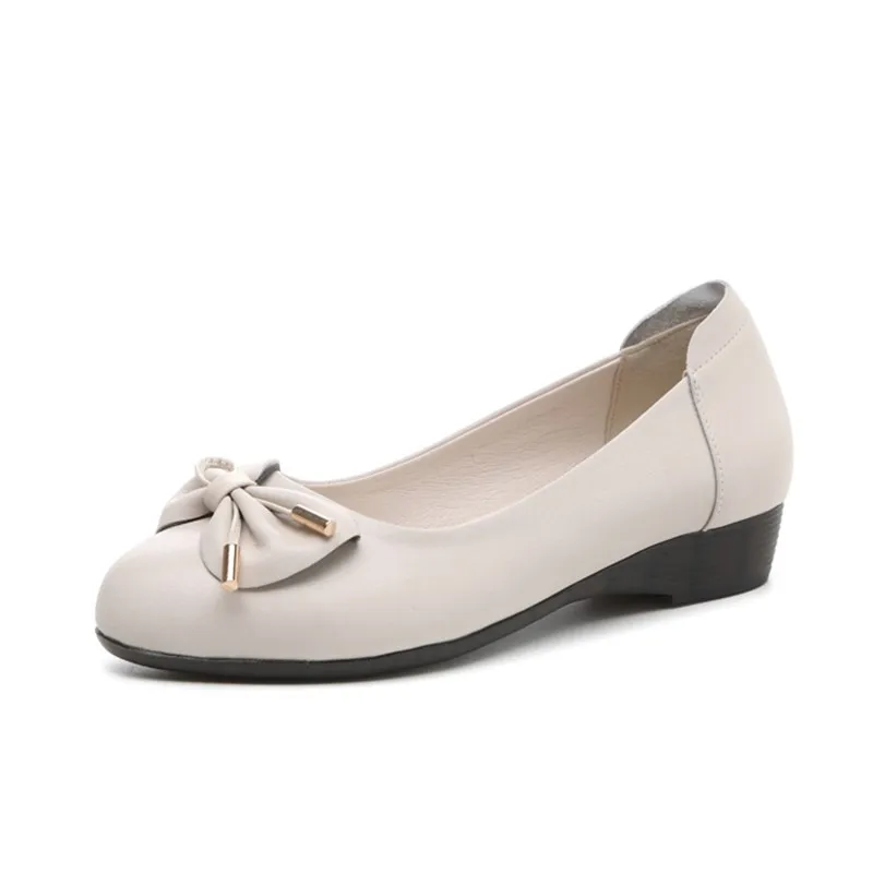 DIMANYU Women Shoes Wedge 2023 Fall New Genuine Leather Mom Shoes Large Size 41 42 43 Anti-slip Casual Beanie Shoes Women