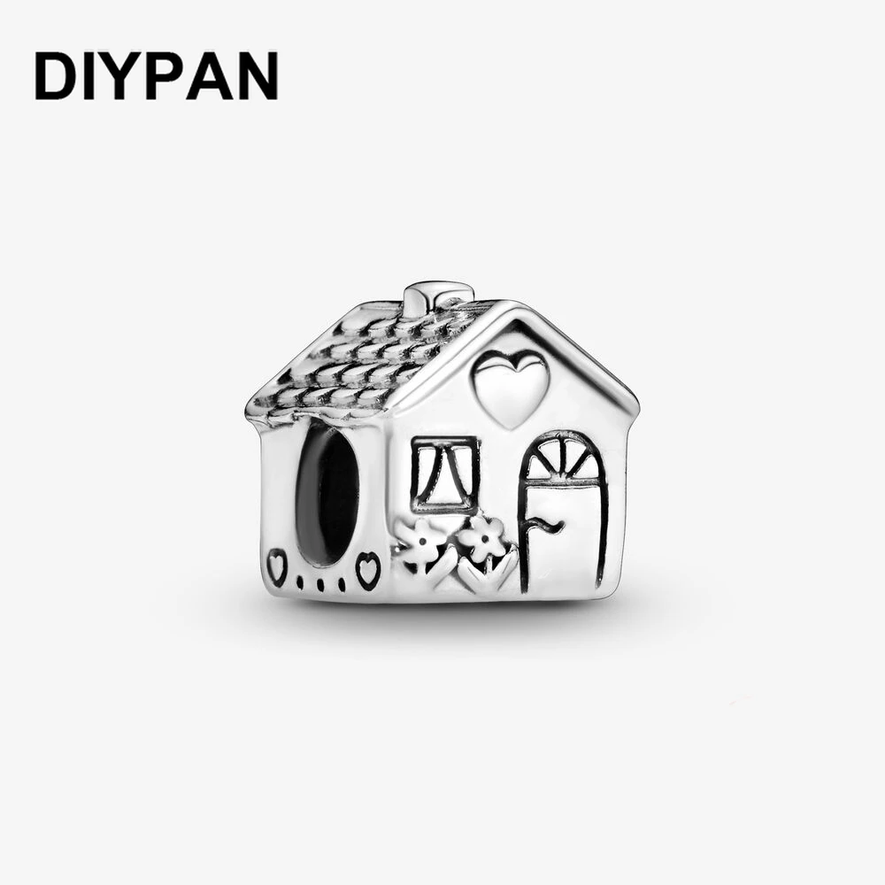 

Подходящий оригинальный браслет Pandora с подвесками серебряная тарелка маленький дом Очаровательная подвеска из бусин Charm Berloque