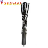 Voesnees 2022 New Fashion Women Boots Large Size Thick Platforms Pole Dancing Shoes Nightclub Striptease Pumps Stiletto 10 Inch