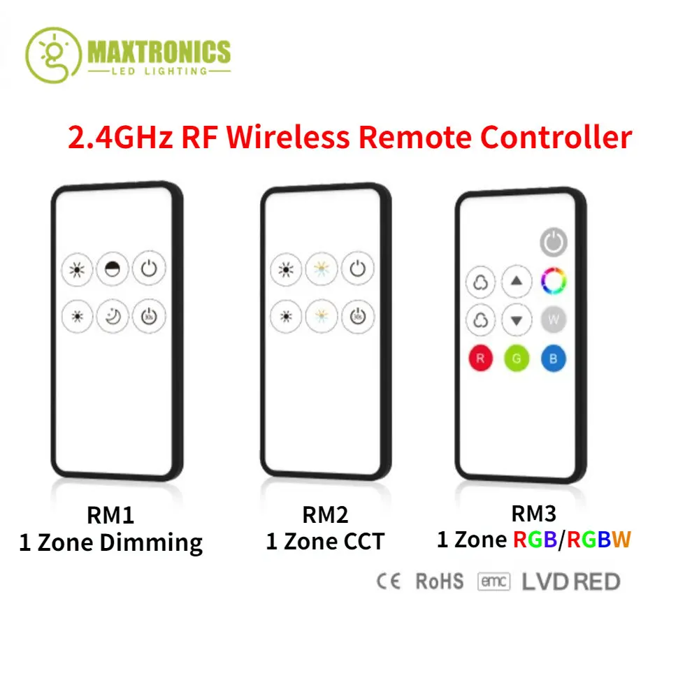 

Пульт дистанционного управления RM1/RM3, 2,4 ГГц, 1 зона, для светодиодных лент RGB RGBW