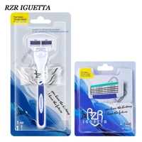 1 handle 5 cassettes men razor blade set replaceable shave beard razor 4 layers sharp hair remover
