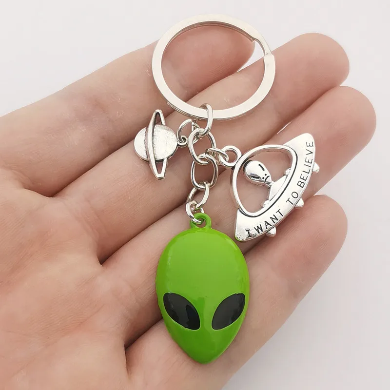 

Alien spaceship planet rocket UFO space universe Key Chains Unique keyring charm Women Jewelry Man Accessories Pendant Gift
