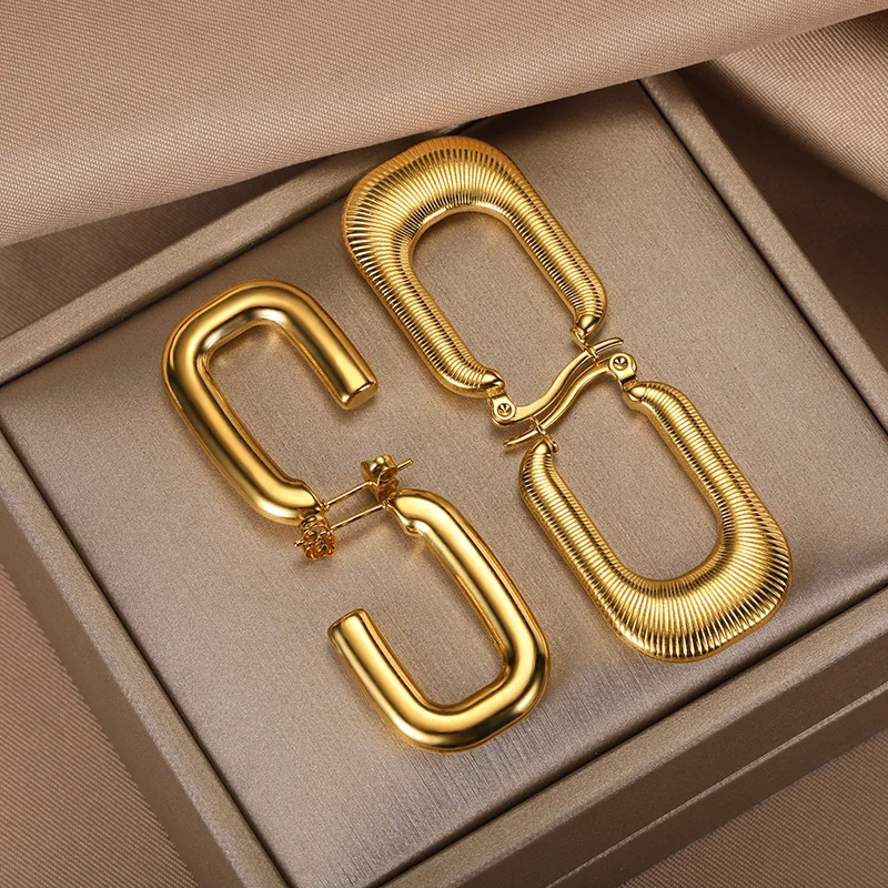 

Gold color Vintage U Shape Hoop Earrings For Women Daily Basic Circle Hollow Earrings 2022 Piercing Jewelry Ear Accessories Gift