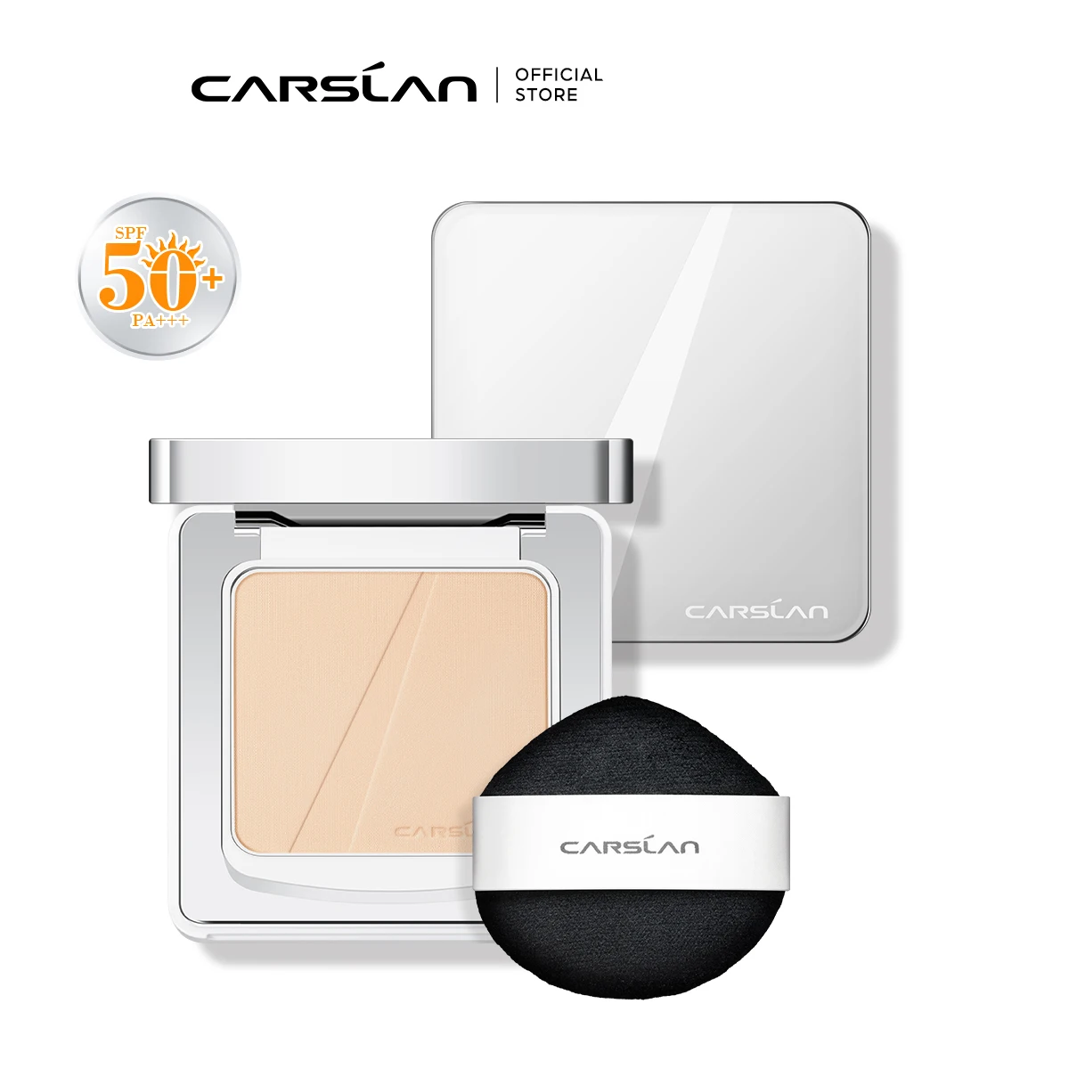 Фото CARSLAN Cloud Touch Прессованная пудра с мягким фокусом SPF 50, солнцезащитный блок, 24 часа, долговечная водостойкая, устойчивая к поту пудра для лица для прикрашивания №1