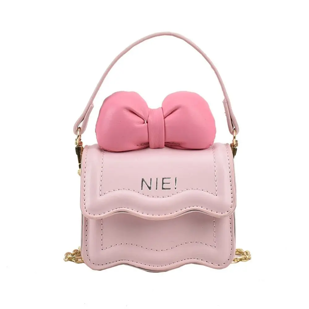 

PU Leather Mini Bow Crossbody Bag Solid Color Small Square Bag Sweet Shoulder Bag Fashion Design Handbag Parent-child Bag Girls