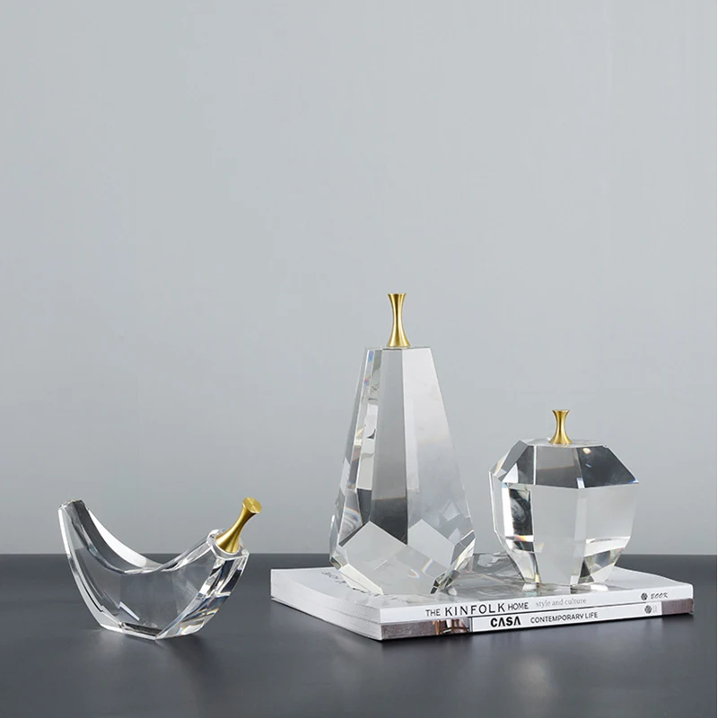 

Nordic Creativity Banana Pear Apple Crystal Crafts Simple Home Furnishing Soft Decorations Display Model Room Fruit Model