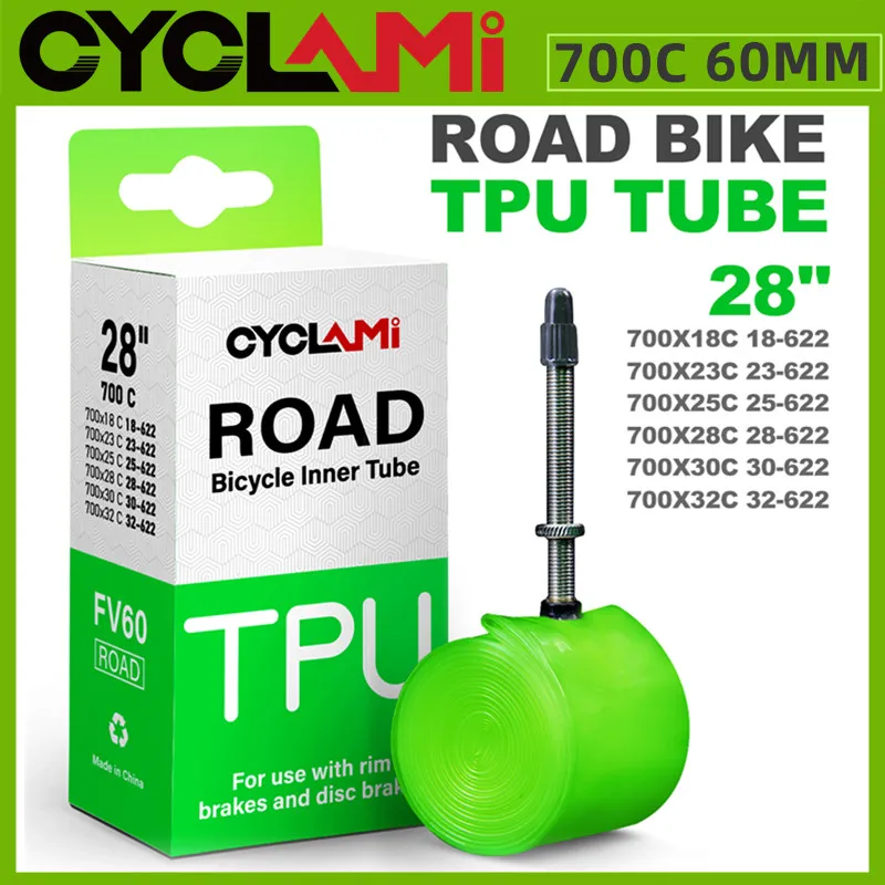 

CYCLAMI Super Light Road Bicycle Inner Tube 65mm 700X18 20 25 28 32C Valve Length French FV Ultralight Bike Inner Tube Patch Kit