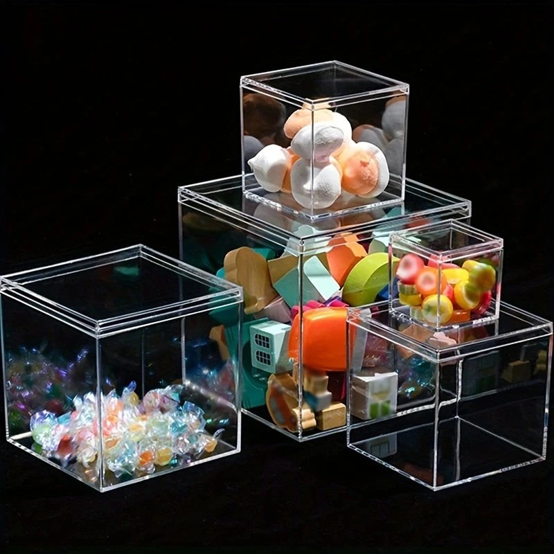 Квадратная прозрачная пластиковая коробка, 1 шт., акриловая коробка ...