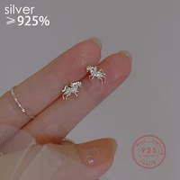 silver color animal pegasus stud earrings for women simple fashion luxury pav%c3%a9 zircon jewelry 2022 trendy accessories