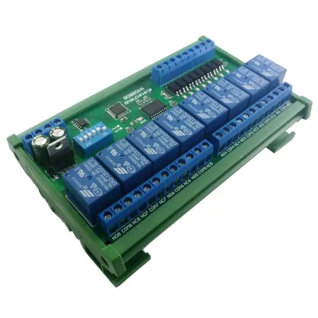 Изоляция 8 в 8 Out, реле RS485 MOSModbus RTU Protocol DIN35 Track Shell PLC расширение Board