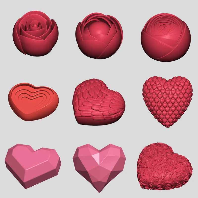 

3D Love Heart Shaped Candle Mold Silicone DIY Making Aroma Soy Wax Handmade Soap Polymer Clay Mould Valentine Home Decor Gifts