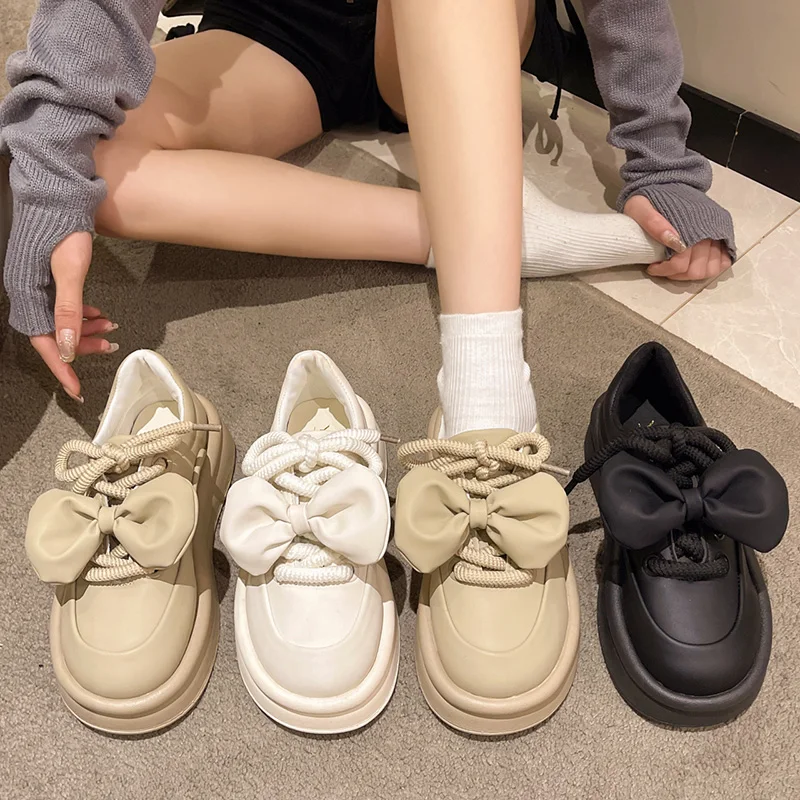 

Shoes Woman Flats Wedge Basket 2023 Clogs Platform Autumn Round Toe Casual Female Sneakers All-Match Dress Sports Creepers Winte