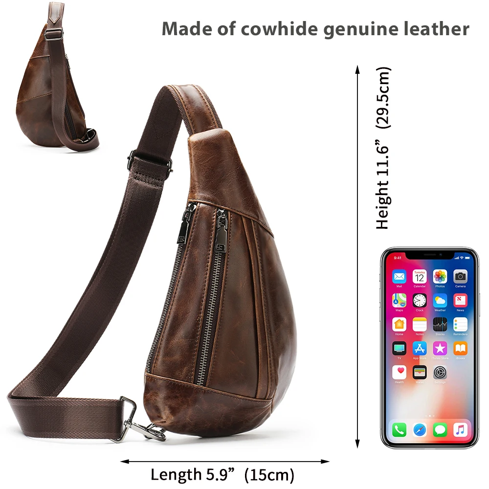WESTAL Sling Bag Men's Genuine Leather Shoulder Bags for Men Casual Travel Messenger Bag Men Crossbody Bags Leather Chest Pack images - 6