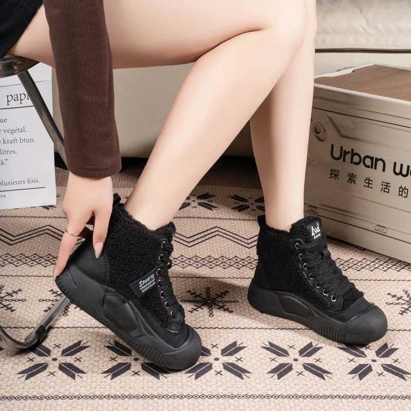 Меховые женские ботильоны на платформе для снежной погоды замшевая обувь