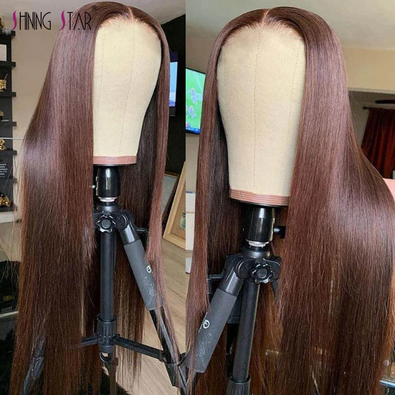 #4 Chocolate Brown Lace Front Wigs 13x4 HD Lace Frontal Wigs Colored Straight Lace Front Human Hair Wigs For Women Brown Colored