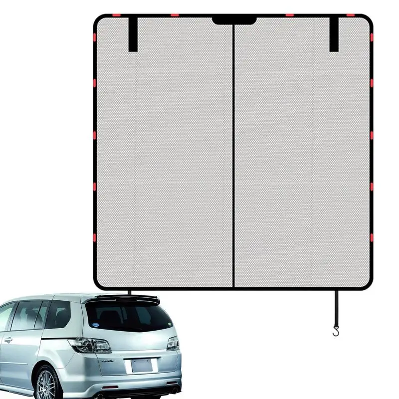 

Car Tailgate Privacy Cover Magnetic Suction Tailgate Net Car Living Essentials Ventilation Mesh Driving Equipment Car Camping