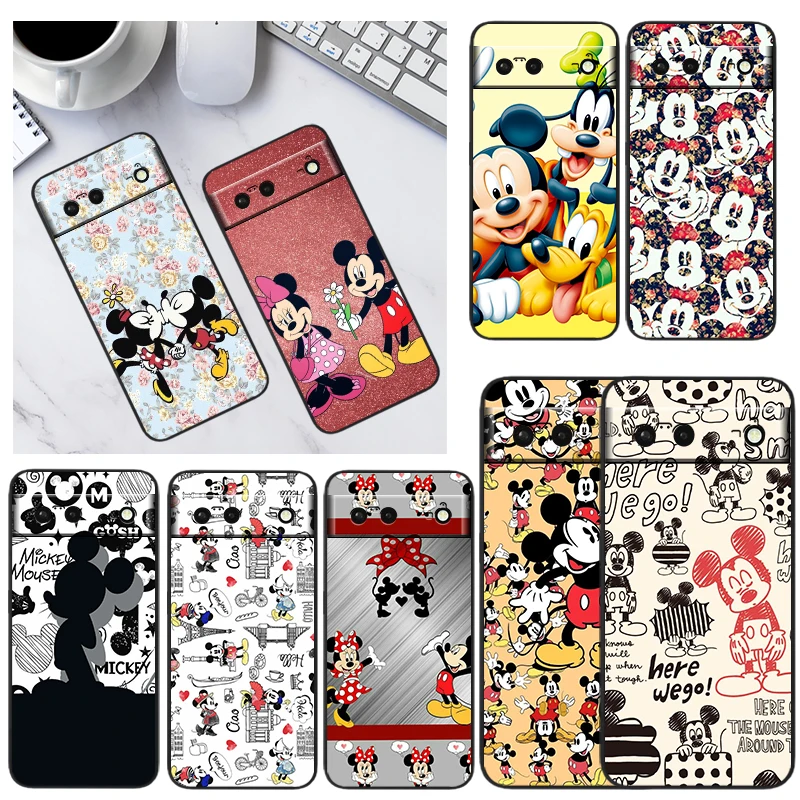

Disney Mickey Mouse Pattern For Google Pixel 6 Pro 6A 5A 5 4 4A XL 5G Black Phone Case Shockproof Shell Soft Fundas Coque Capa