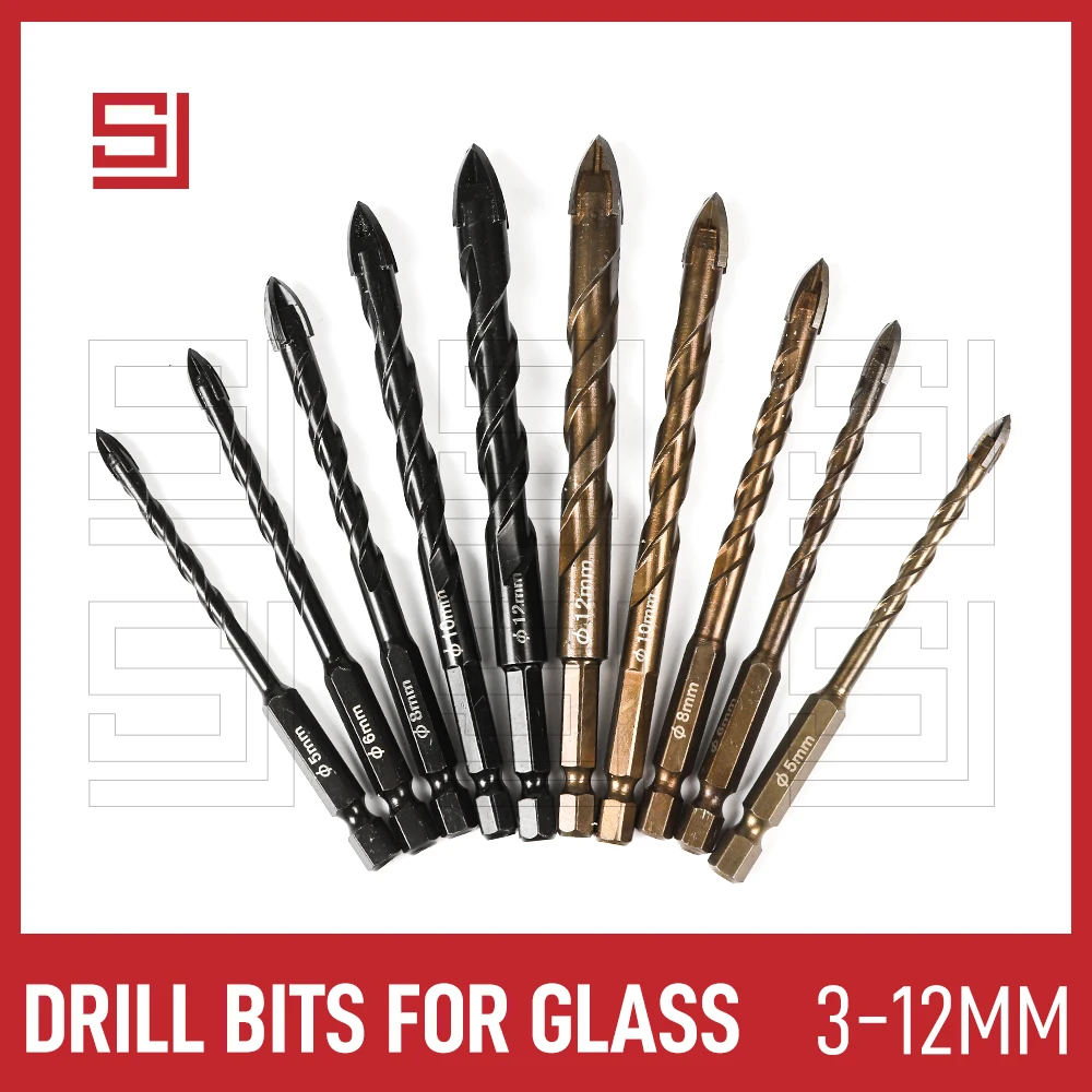 Набор сверл для стекла комплект из 1/2/3/4 насадок с шестигранным хвостовиком работ