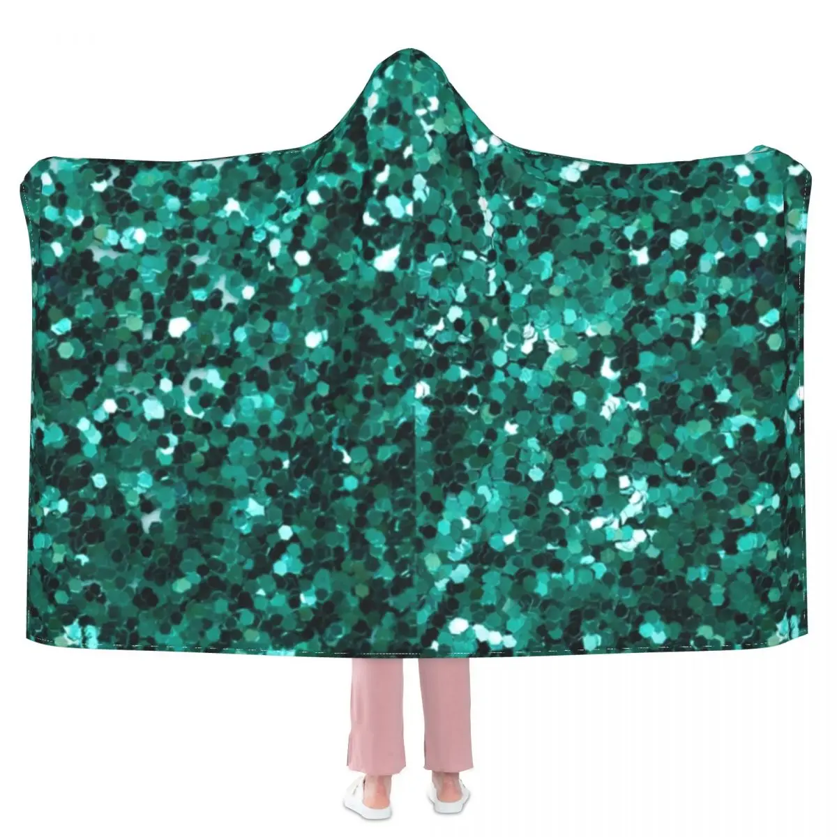 

Одеяло с синими блестками, бирюзовые блестки, Флисовое одеяло для сна с капюшоном, мягкое модное большое покрывало