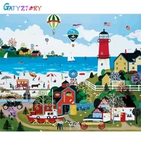 gatyztory painting by number street kits handpainted picture by number scenery drawing on canvas home decoration diy gift