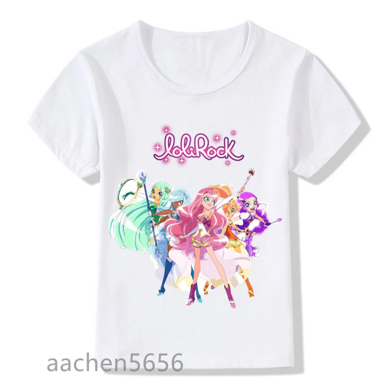 Children LoliRock Magical Girl Funny T-Shirts Girls Anime Great Tops Tees Kids Crew Neck Clothes for Toddler,Drop Ship