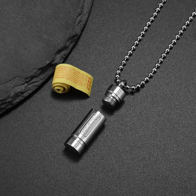 

Men and Women's New Design Buddhist Shurangama Mantra Cylinder Can Be Opened Pendant Necklace Blessing Amulet Jewelry Gift