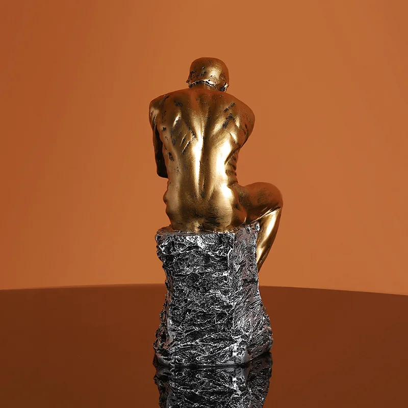 Современная Статуя истончика из смолы ретро Статуэтка сидящего человека