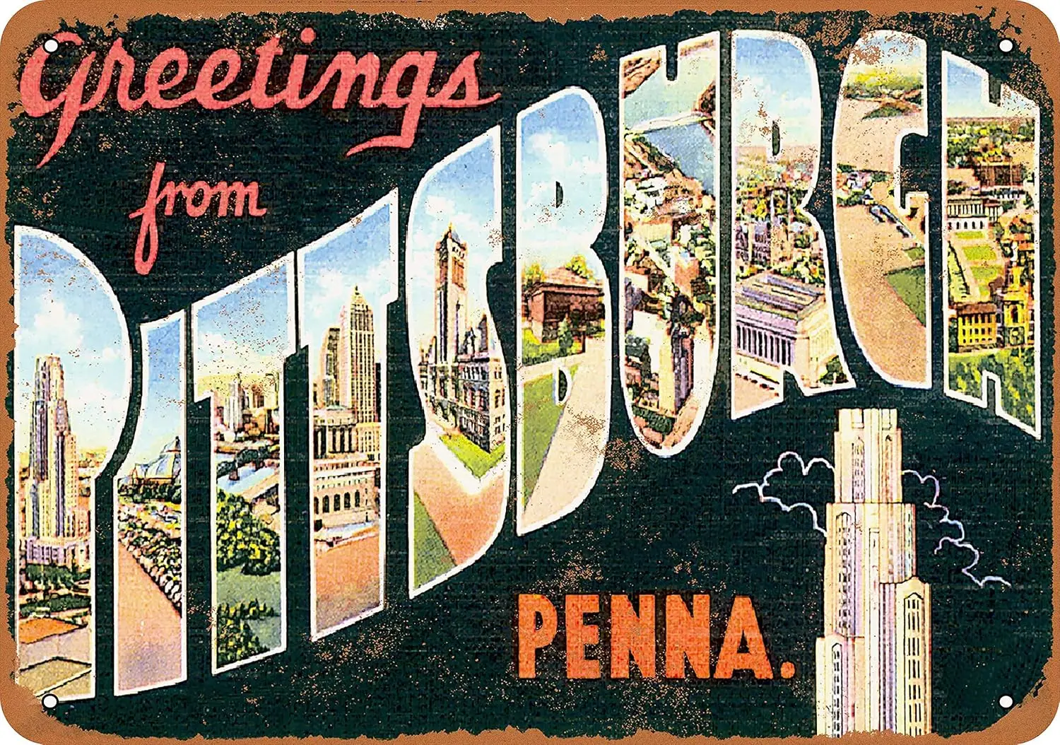 Жестяная Металлическая Вывеска на стену 8 х12 дюймов от Питтсбурга Па