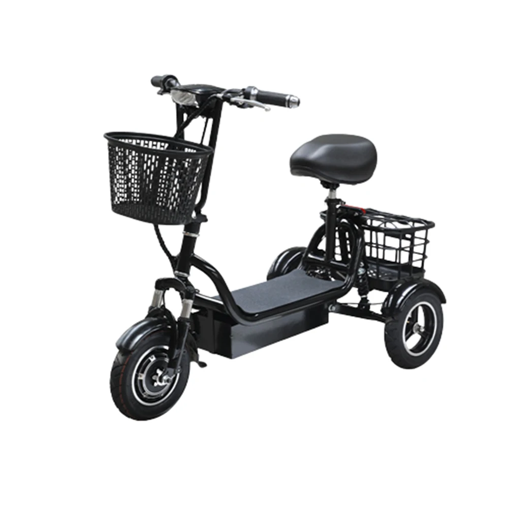 

48v Electric Tricycle 400w Motor Driven Three Wheeler Foldable Lithium Battery One Click Start 10 Inch Tires Portable Storage